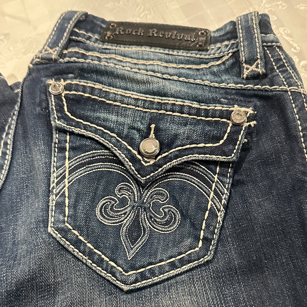 Rock Revival Indigo Women's Boot Cut Jeans with Embroidered Pocket